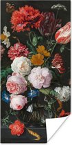 Poster Stilleven met bloemen in een glazen vaas - Schilderij van Jan Davidsz. de Heem - 75x150 cm