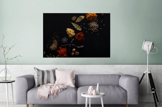 Affiche Herbes - Zwart - Épices - Cuisine - Cuisine - 120x80 cm