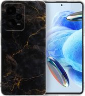iMoshion Hoesje Geschikt voor Xiaomi Redmi Note 12 Pro Hoesje Siliconen - iMoshion Design hoesje - Meerkleurig / Black Marble