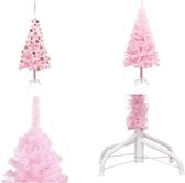 vidaXL Kunstkerstboom met LED's en kerstballen 120 cm PVC roze - Kunstkerstboom - Kunstkerstbomen - Kerstboom - Kerstdecoratie