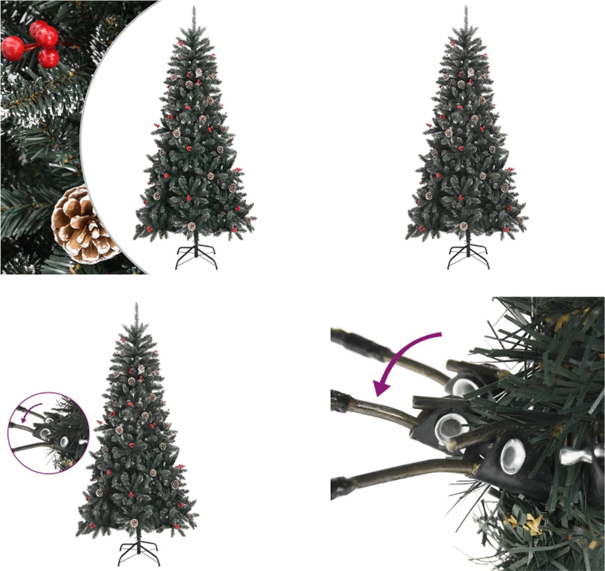 vidaXL Kunstkerstboom met standaard 240 cm PVC groen - Kerstboom - Kerstbomen - Kunstkerstboom - Kunstboom
