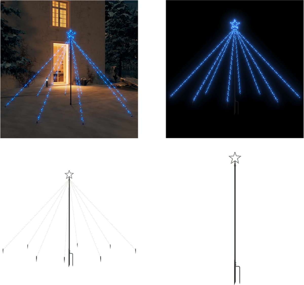 vidaXL Kerstboomverlichting 400 LED's binnen/buiten 2-5 m blauw - LED-boomverlichting - LED-boomverlichtingen - Kerstverlichting - Kerstverlichtingen