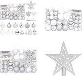 vidaXL 108-delige Kerstballenset zilver en wit - Kerstballenset - Kerstballensets - Kerstballen Set - Kerstversieringset