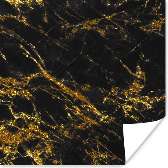 Affiche Marbre - Or - Zwart - 100x100 cm XXL