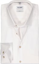 OLYMP Level 5 body fit overhemd - mouwlengte 7 - popeline - wit - Strijkvriendelijk - Boordmaat: 39