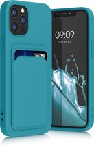 kwmobile telefoonhoesje geschikt voor Apple iPhone 12 / iPhone 12 Pro - Hoesje met pasjeshouder - TPU case in mat lichtblauw