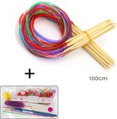 Somstyle Set d'aiguilles à tricoter circulaires – Convient pour le tricot circulaire – 100 centimètres – 18 pièces