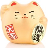 Fine Asianliving Lucky Cat Maneki Neko Klein - Better Fortune Goud 5.5cm
