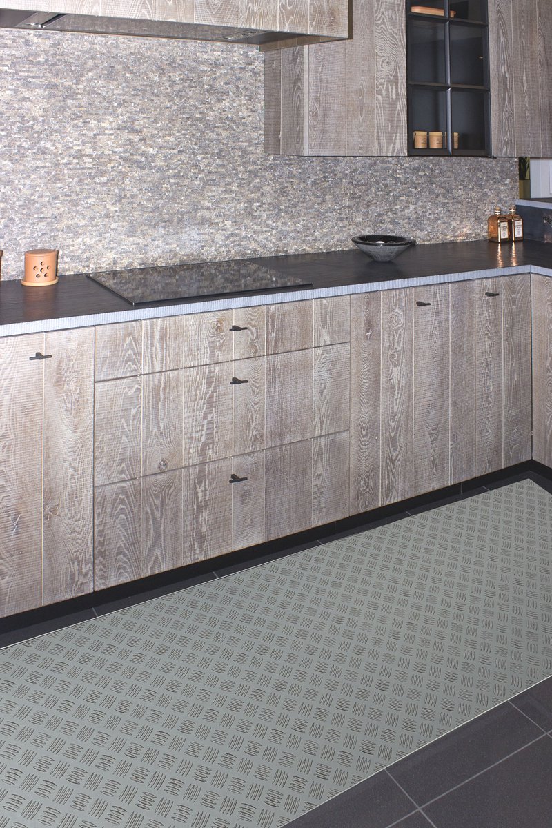 JYG Vloerkleed GERONA- Keukenloper - Keukenmat - Vinyl - beton look - 60x160cm - Veelkleurig Grijs