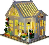 Bloemenhuis, architectuur, bouwdoos met ledlicht, City bloemenwinkel, model bouwset, bouwblokken speelgoed voor 15 jaar en volwassenen, 1593 delen