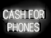 CASH FOR PHONES - Lichtreclame Neon LED bord verlicht | SpellBrite | 77 x 38 cm | 6 Dimstanden - 8 Lichtanimaties | Reclamebord neon verlichting