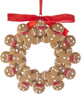 Kurt S Adler Christmas Ornament - Gingerbread Men Wreath - marron rouge - 12cm