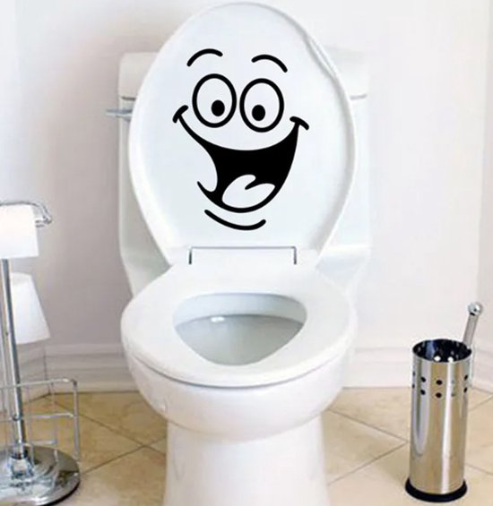 Toilet Sticker Met Lachend Gezicht I WC Sticker I Deursticker WC Deksel I 22x18 CM