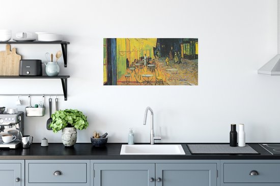 Stickers muraux - Sticker Feuille - Terrasse de Café la Nuit - Vincent van Gogh - 80x40 cm - Feuille Adhésive - Stickers muraux Chambre d'Enfant - Papier Peint Auto-Adhésif