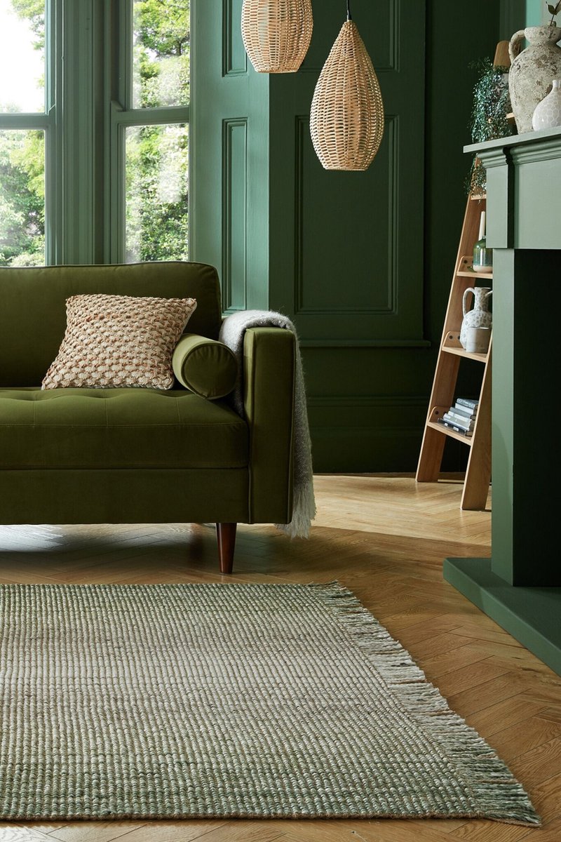 Flycarpets Jute Ombre Modern Laagpolig - Wol Mix - Handgeweven Vloerkleed - Groen - 120x170 cm