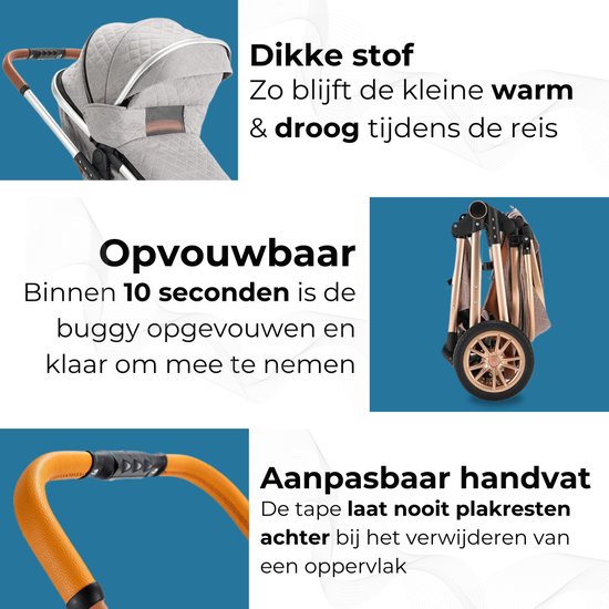 Lunola Nova - Kinderwagen 3-in-1 - incl. autostoel - 0-20kg - XXL - Multifunctionele Buggy 3in1 - Lichtgrijs van Lunola Nova — afbeelding 2