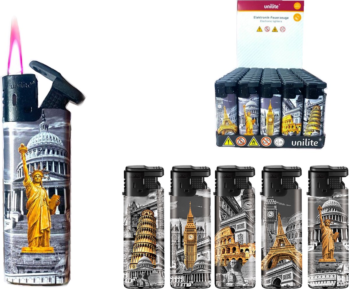 Goedkoopste Unilite lighters - Jet flame aanstekers - turbo aansteker - 50 stuks - monumenten - navulbaar