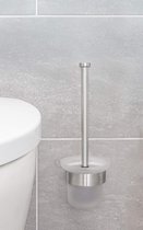 Toiletborstel wandmontage met toiletborstelhouder zonder boren, wc-borstel van roestvrij staal met reserveborstel en glashouder