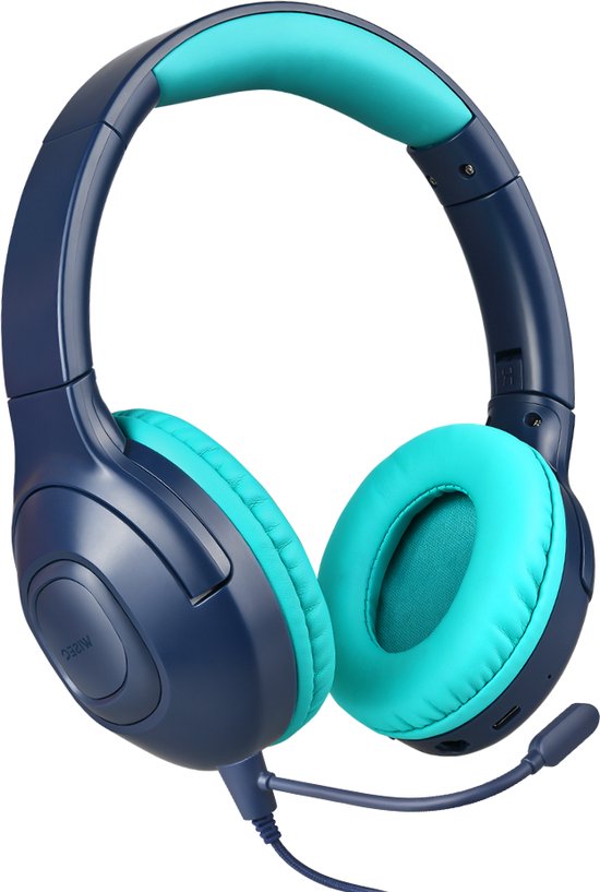 Kinder Gaming Headset met Uitneembare Microfoon - Compatibel met PS4/PS5/Xbox/Nintendo Switch/PC - Fortnite - Roblox - Blauw