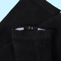 Detail van de geribbelde boord van een zwarte Heavenly sportsok met maatlabel 'M'.