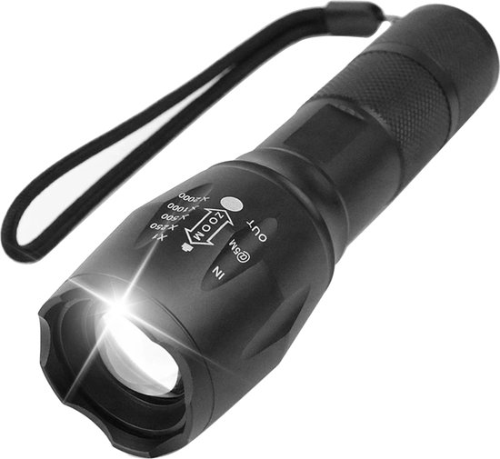 Militaire Zaklamp - Op Batterijen - 1000 LUM - Uitschuifbaar - IP44 - met Koord
