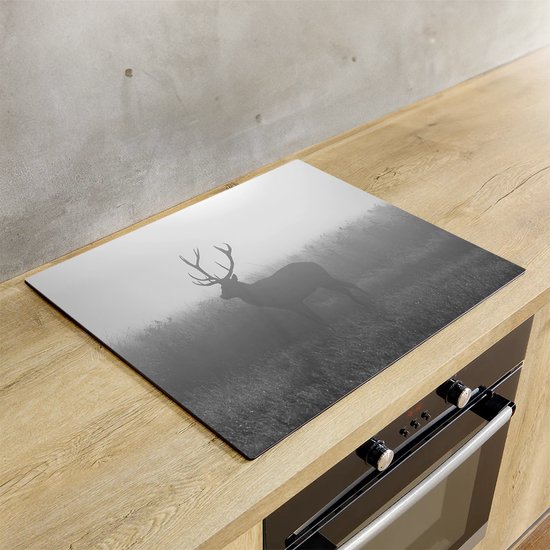 Chefcare Inductie Beschermer Hert tijdens de Mist - Zwart Wit - 65x55 cm - Afdekplaat Inductie - Kookplaat Beschermer - Inductie Mat