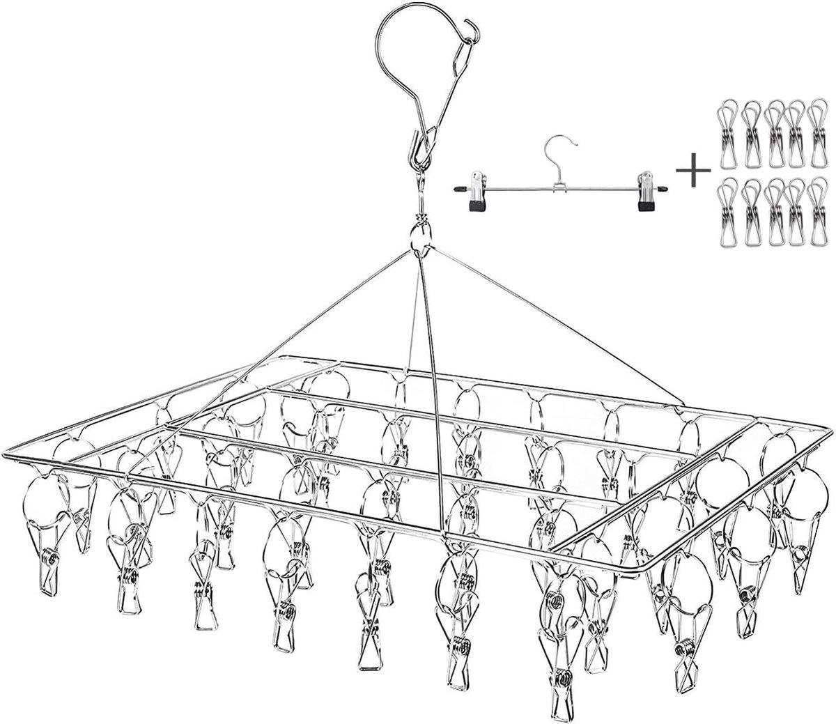 Goedkoopste Roestvrijstalen sokkendroger Sokkenhouder Mini-wasdroger voor baby's Sokkenhouder Mini-kleren Airer Campingkleding Airer Camping Sokhouder Kleding Airer 36 wasknijpers