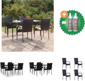 vidaXL Tuinmeubelset - PE-rattan - Zwarte tafel (160 x 80 x 74 cm) en 4 stoelen (55.5 x 53.5 x 95 cm) - Tuinset - Inclusief Onderhoudsset