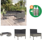 vidaXL 9 delige Loungeset met kussens poly rattan grijs Tuinset Inclusief Onderhoudsset