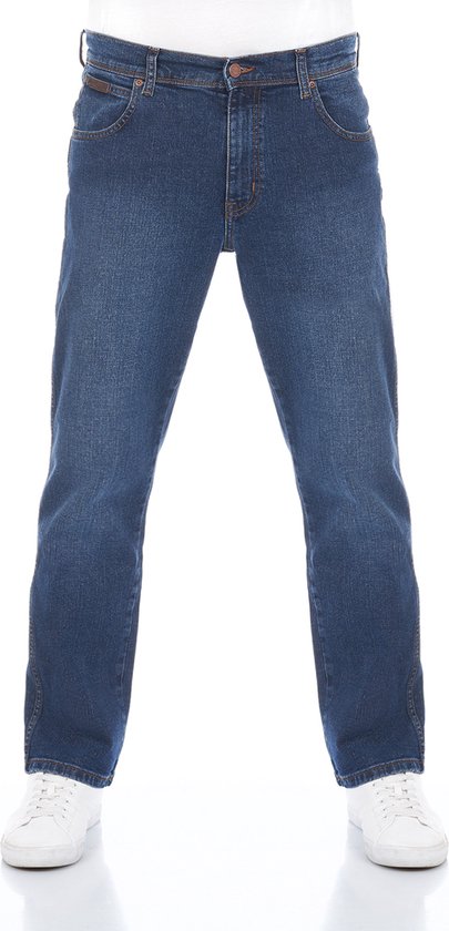 Wrangler Heren Jeans Broeken Texas Stretch regular/straight Fit Blauw Volwassenen Denim Jeansbroek