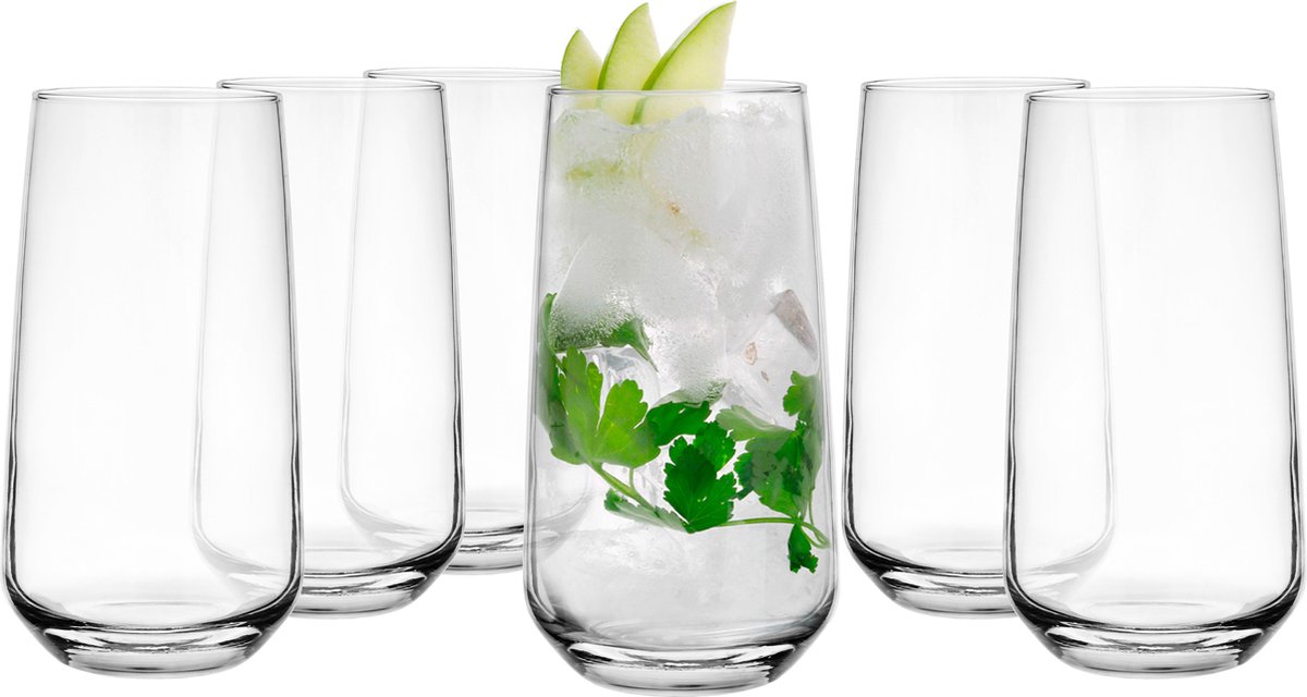 Longdrinkglazen - 6x - Tumblers - 480 ml - glas - water/sap/mix/drinkglazen