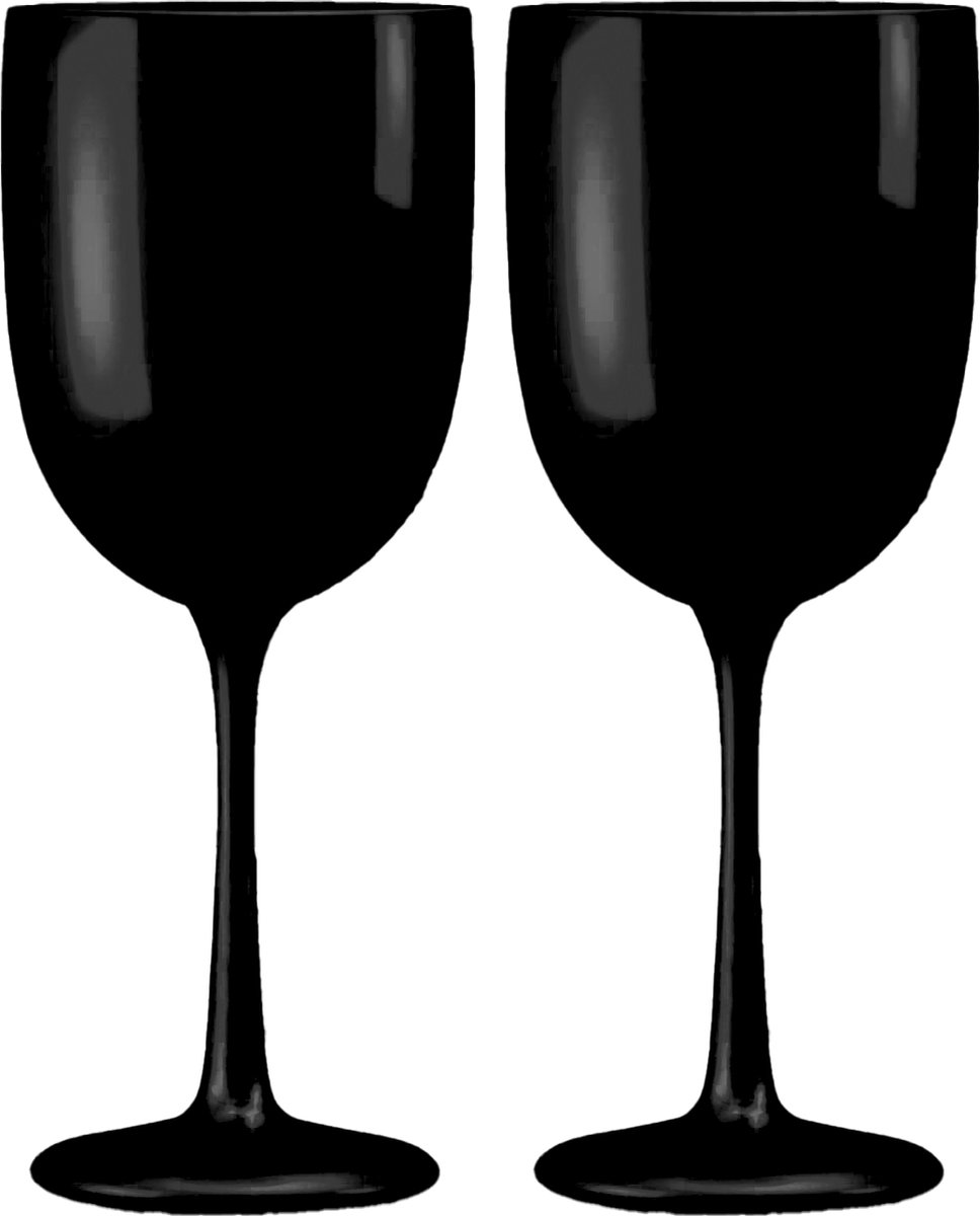 Fjesta Plastic Wijnglazen - Kunststof Wijnglazen - Wijnglazen Set - Rode Wijnglazen - Witte Wijnglazen - Camping Glazen - Kunststof Glazen - Plastic Glazen - 48cl - Zwart - 2 Stuks