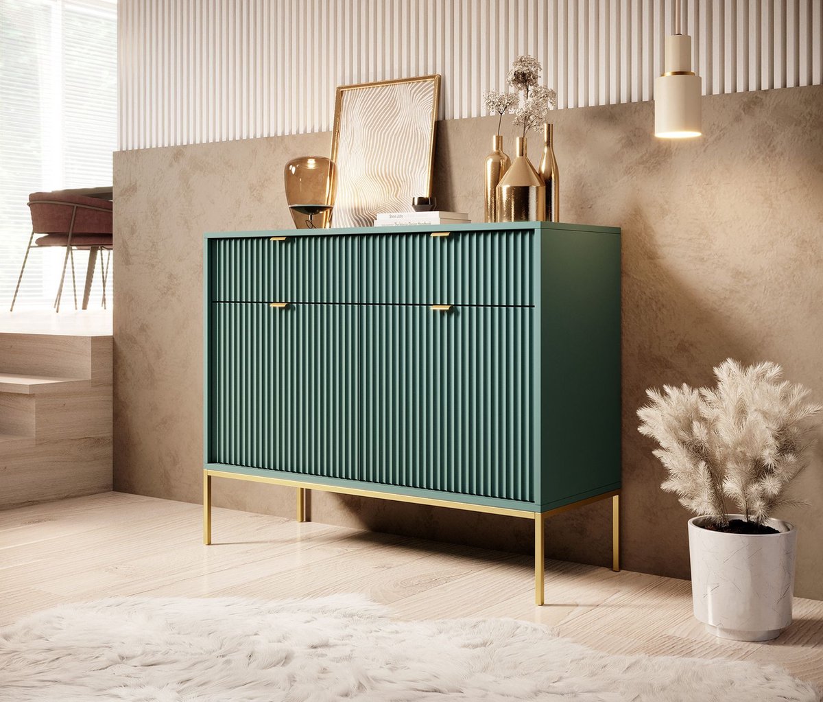 Meubella - Dressoir Navil 2 - Groen - 104 cm