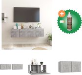 vidaXL Tv-hangmeubelen 2 st 60x30x30 cm betongrijs - Kast - Inclusief Houtreiniger en verfrisser