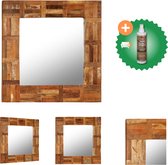 vidaXL Wandspiegel 60x60 cm massief gerecycled hout - Spiegel - Inclusief Houtreiniger en verfrisser