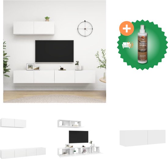 vidaXL Tv-meubelen 3 st spaanplaat wit - Kast - Inclusief Houtreiniger en verfrisser