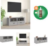 vidaXL Meuble TV 100x35x40 cm Bois d'ingénierie Chêne Sonoma gris - Meuble - Comprend un nettoyant et un rafraîchisseur pour bois