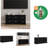 vidaXL Tv-meubel 100x35-5x45 cm bewerkt hout zwart - Kast - Inclusief Houtreiniger en verfrisser