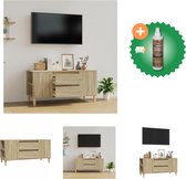 vidaXL Tv-meubel 102x44-5x50 cm bewerkt hout sonoma eikenkleurig - Kast - Inclusief Houtreiniger en verfrisser