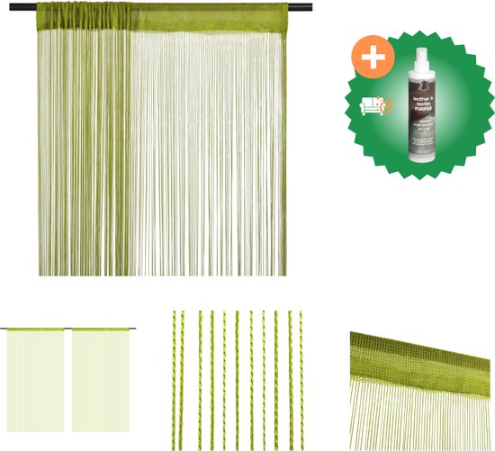 vidaXL Draadgordijnen 100x250 cm groen 2 st - Gordijn - Inclusief Reiniger