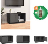 vidaXL Tv-meubel 74x35x44 cm massief grenenhout grijs - Kast - Inclusief Houtreiniger en verfrisser
