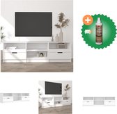 vidaXL Tv-meubel 150x33-5x45 cm bewerkt hout wit - Kast - Inclusief Houtreiniger en verfrisser