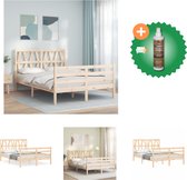 vidaXL Bedframe met hoofdbord massief hout 4FT Small Double - Bed - Inclusief Houtreiniger en verfrisser