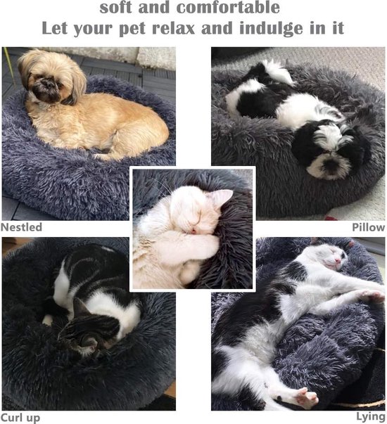 Feandrea Hondenbed wollig, kattenbed, donutkussen, wasbaar, zachte bekleding in het midden uitneembaar, lang pluche, 90 cm diameter, ombré-grijs PGW041G01 Feandrea Hondenbed wollig, kattenbed, donutkussen, wasbaar, zachte bekleding in het midden uitneembaar, lang pluche, 90 cm diameter, ombré-grijs PGW041G01