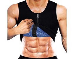 Mannen Sauna Zweet Vest Hot Polymeer Corset Compressie Taille Trainer Vest Workout Tank Top Rits Gewichtsverlies Body Shaper Shirt - M