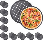 Relaxdays 20x pizzaplaat rond - pizza bakplaat - rond - antiaanbaklaag - geperforeerd