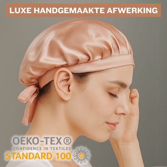 LILYSILK Moerbeizijde Haarkap, Slaapkap, 100% Zijde van 19 Momme Lange Zijde Hoed voor Krullend Haar, Nachthoed voor Slapen, Zijde Kap voor Vrouwen met Lang Haar, zwart, One Size Fits All
