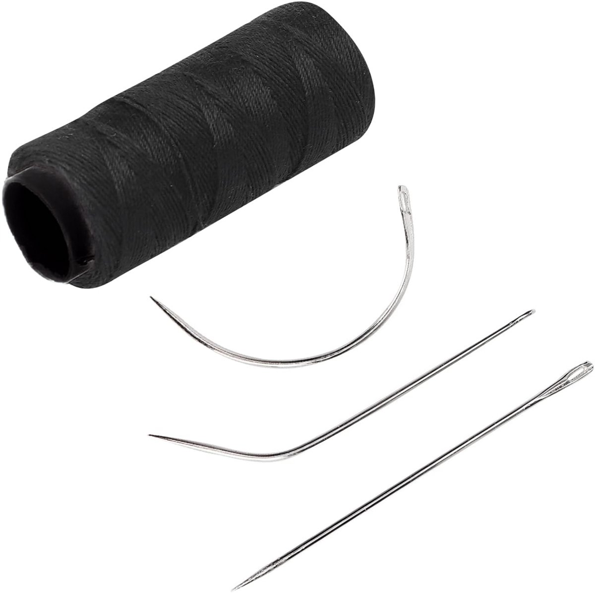 Guardian Beauty Naald- en Draadset - 1 Zwarte Draad + 3 Naalden - Haarweven - Pruikenmaken en Haarverlengingen - Breien -