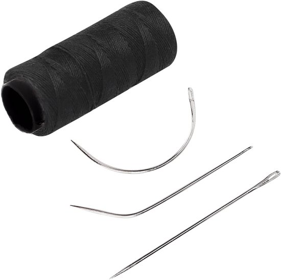 Guardian Beauty Naald- en Draadset - 1 Zwarte Draad + 3 Naalden - Haarweven - Pruikenmaken en Haarverlengingen