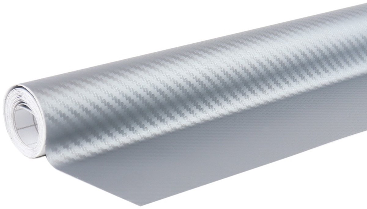 Carbon 3D Autofolie - Zilver 150 x 30cm - wrapfolie